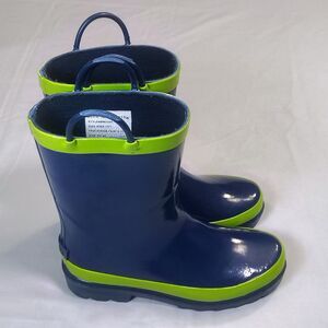 Blue Mountain Rain Boots Toddler/ Big Kids Size 13/1 Blue Green Stripes